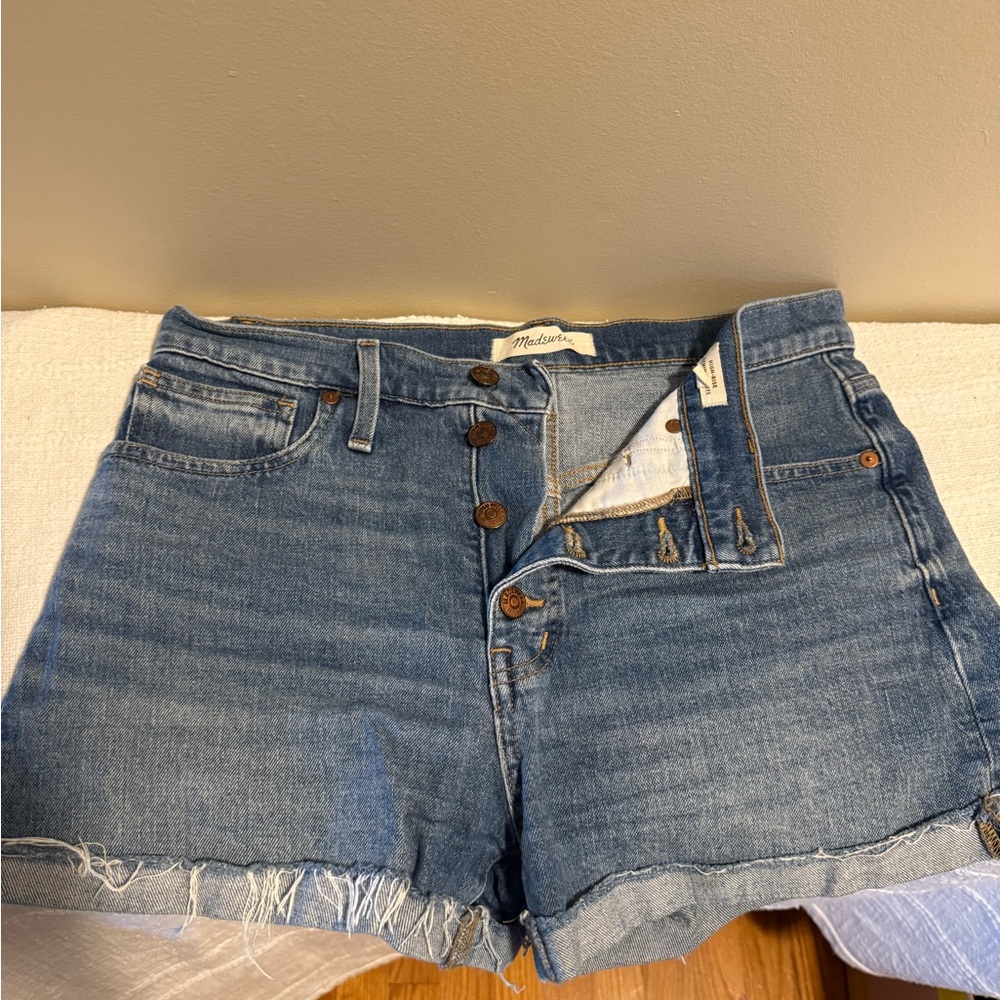 Madewell Classic Blue Denim Shorts with Raw Hem